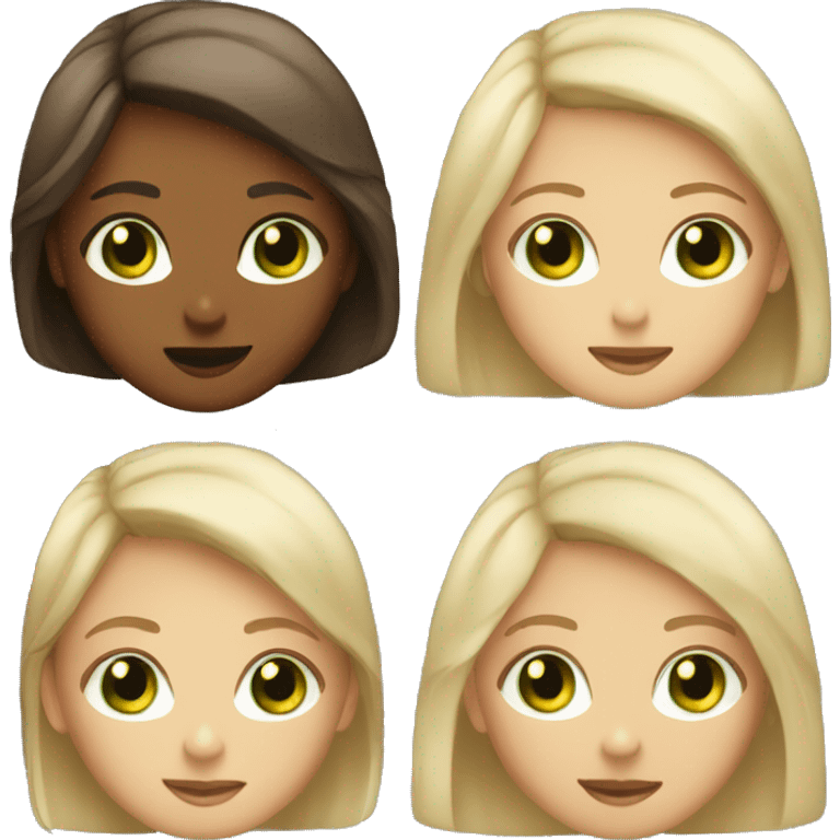 A girl with short hair and green eyes and a girl with blonde hair and brown eyes  emoji