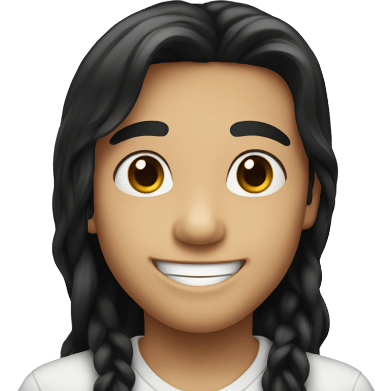 smiling boy with long black hair emoji