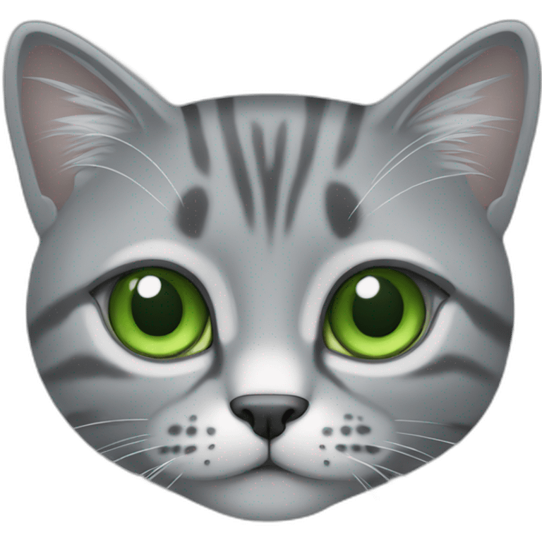 Chat gris aux yeux vert emoji