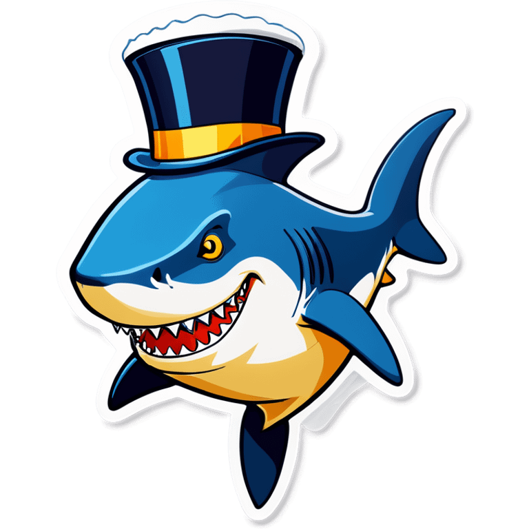 Shark with a top hat emoji