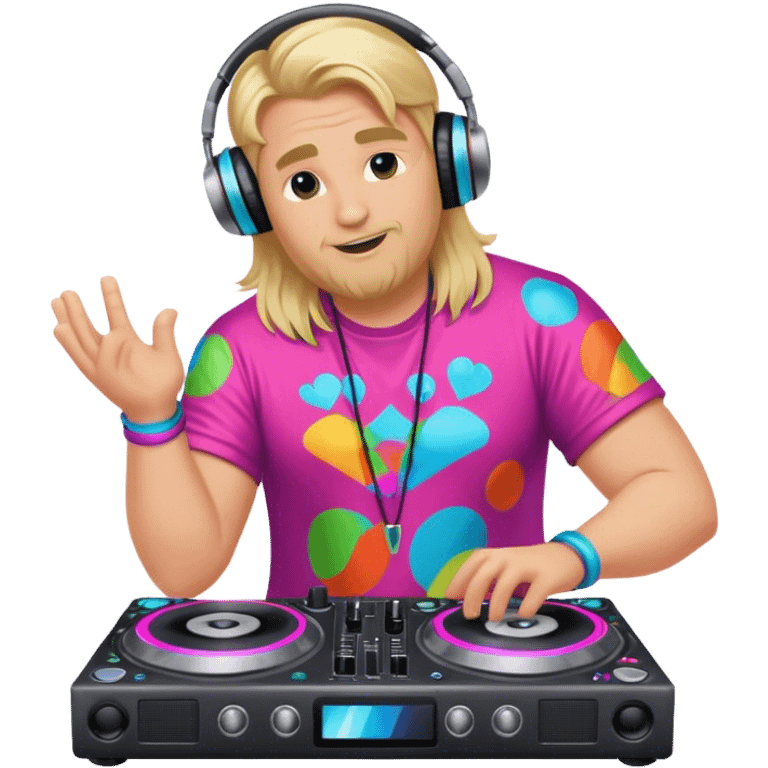 blond big man dj playing in colorful outfit emoji