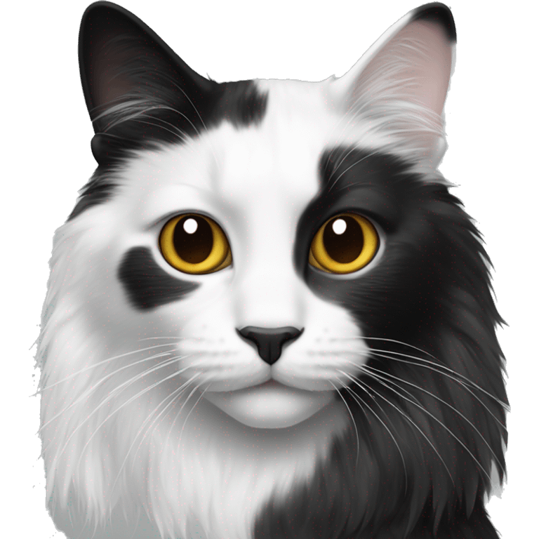 half Black and half white long hair cat with black spot on muzzle emoji