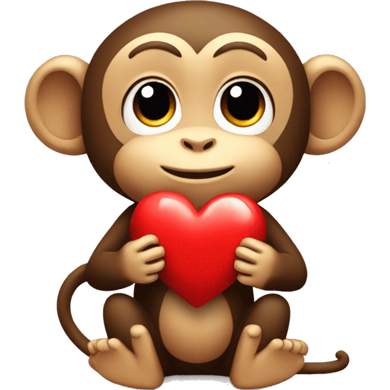 Cute monkey holding a heart emoji