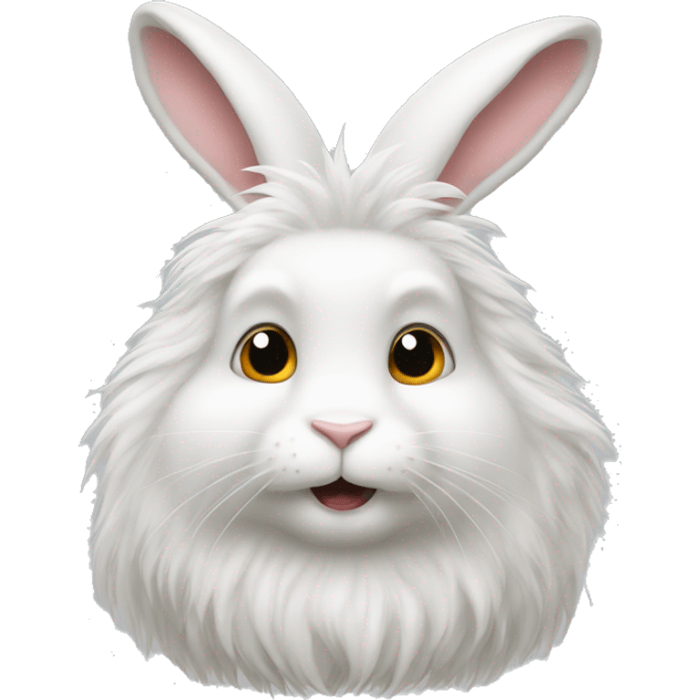 Fluffy white rabbit with mane emoji