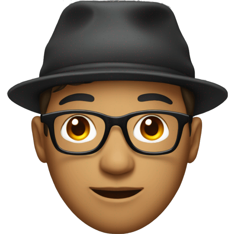 a young man with a red hat with black glasses emoji