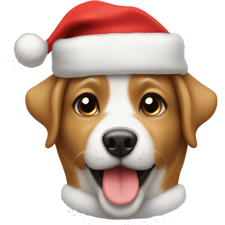 Cute dog with a Santa hat emoji