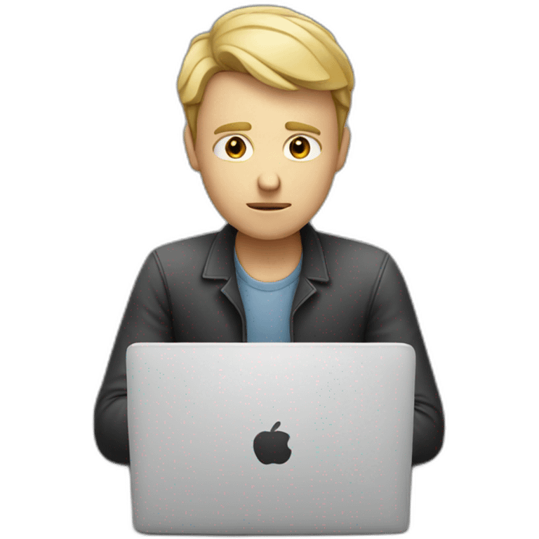 sad white male working at laptop emoji