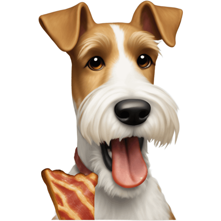 Wire Fox terrier eating bacon emoji