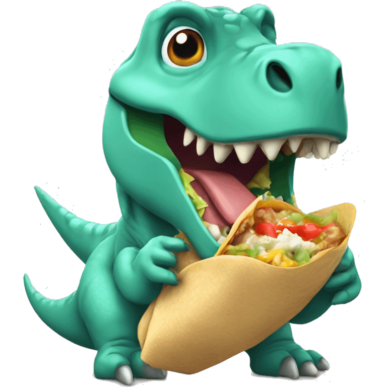 Tara-dactyl dinosaur  eating a burrito  emoji