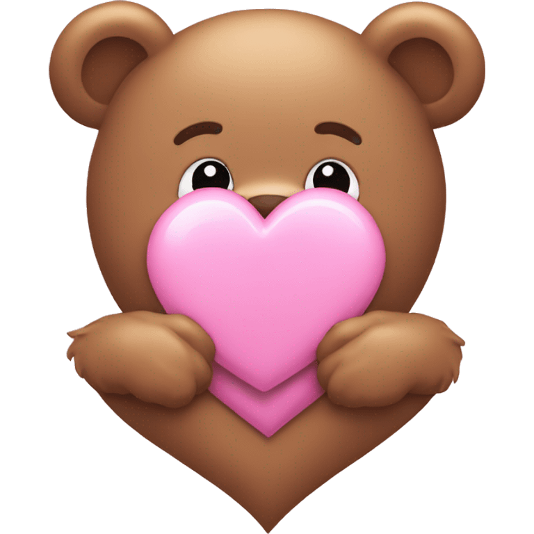 Pink heart with bear emoji