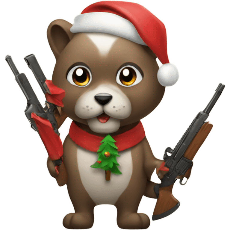 Christmas themed animals with weapons emoji