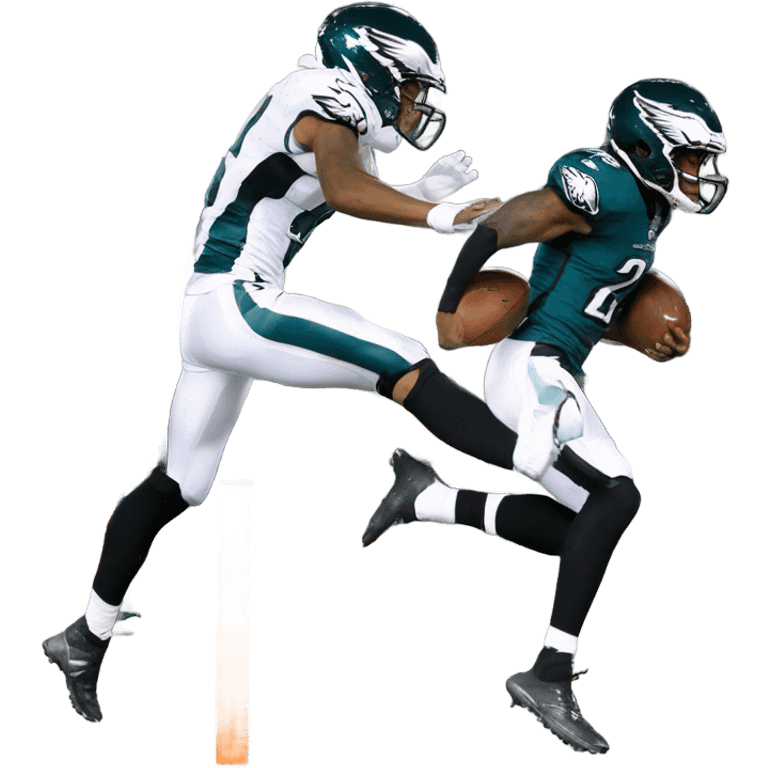 Jayden Daniels hurdling an eagles player emoji