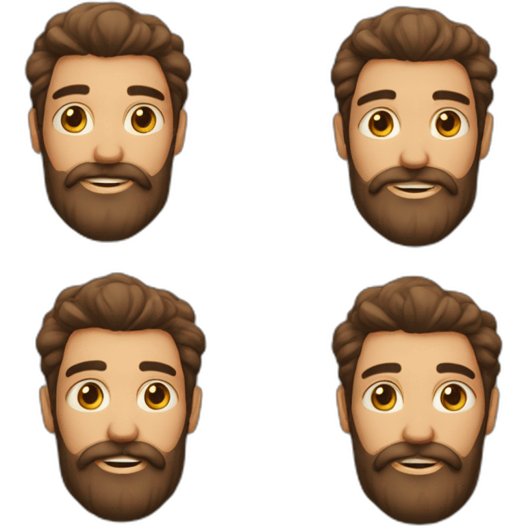 Homme brun barbu calvitie emoji