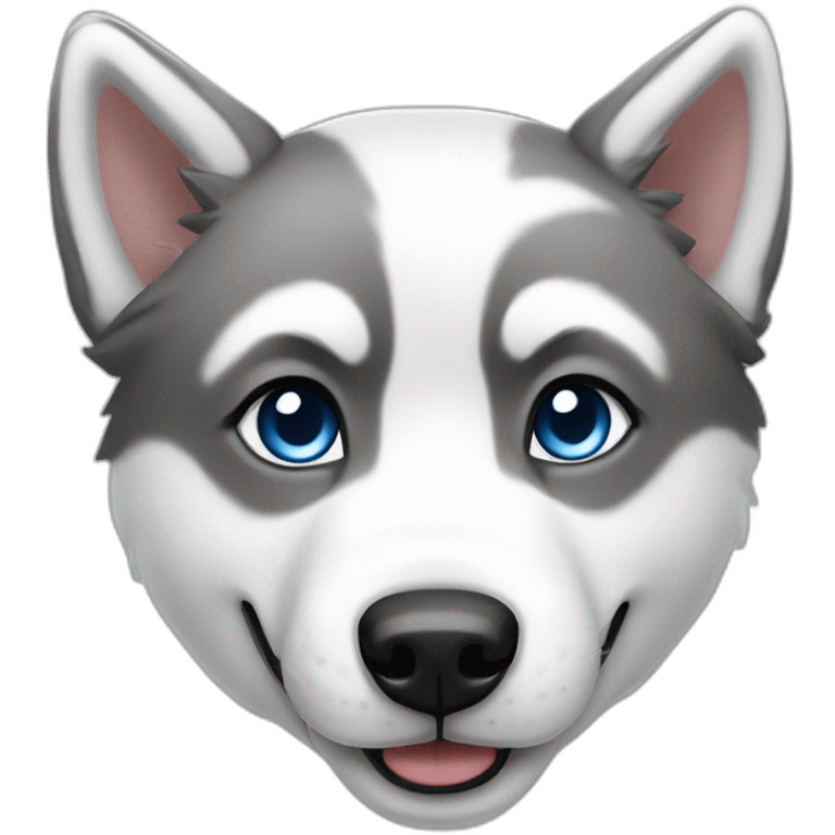 Husky completement blanc yeux bleu souriant emoji