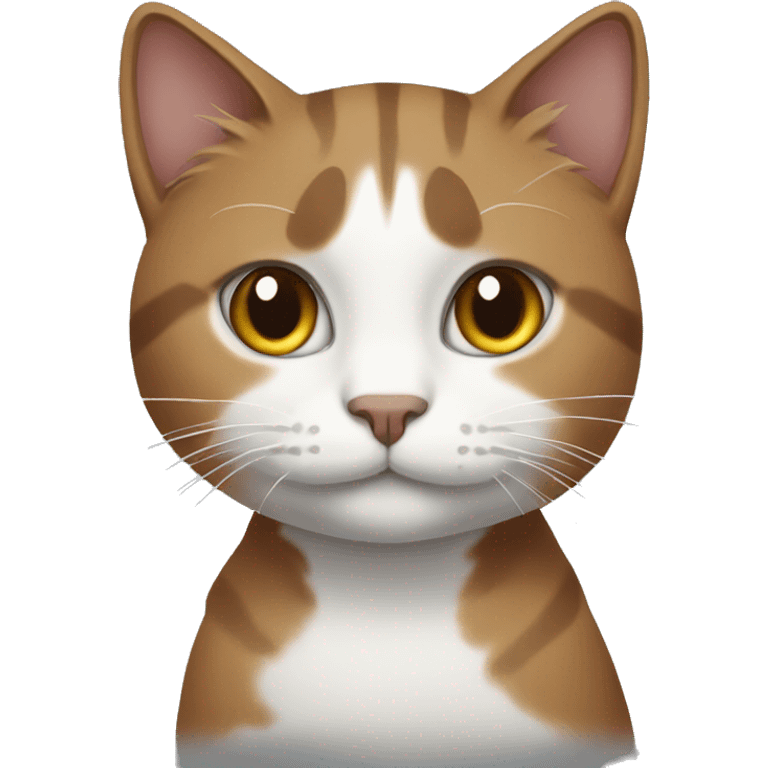 brown cat with white chest and gray small cat emoji