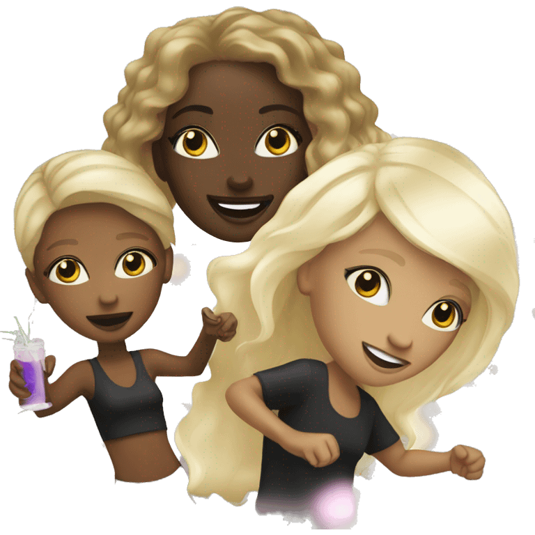 Black girl and white blonde girl partying emoji