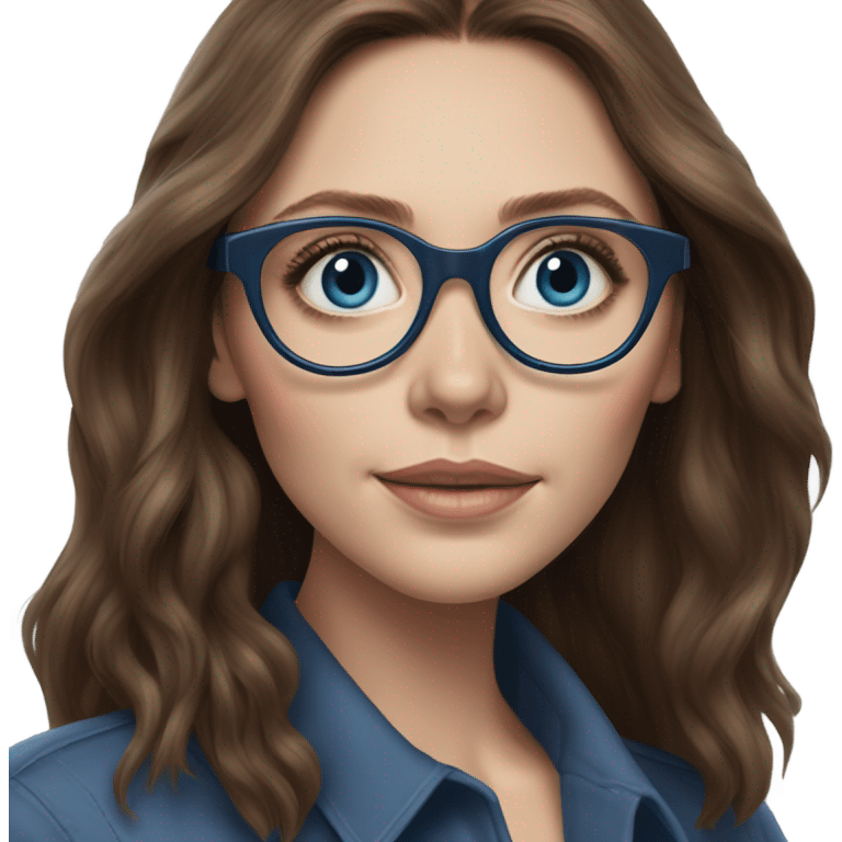 Hyper Realistic Elizabeth Olsen brunette blue eyes wearing glasses  emoji