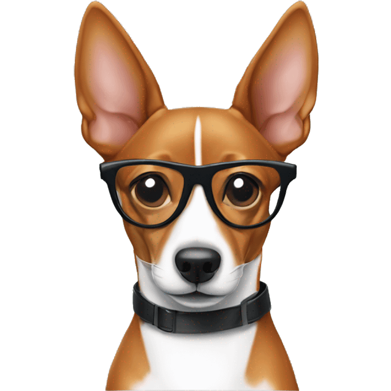 Basenji with glasses emoji