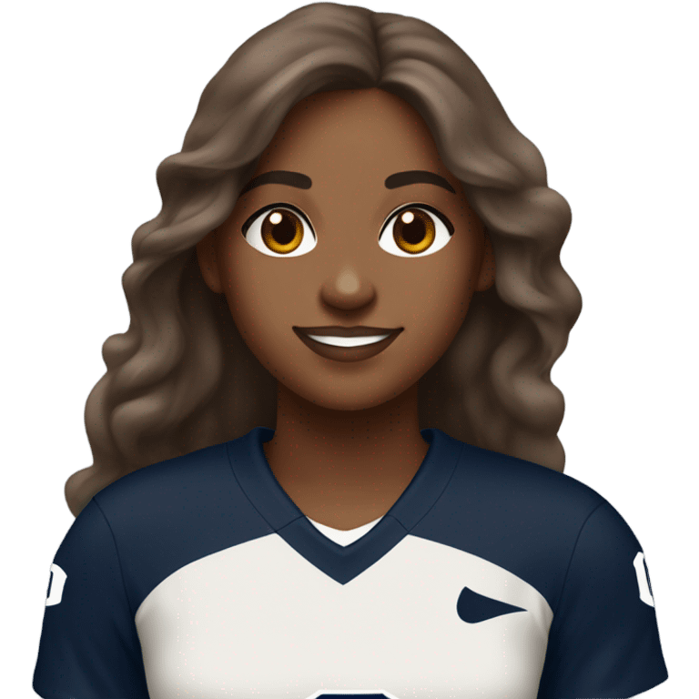 brown girl with long brown hair penn state jersey emoji