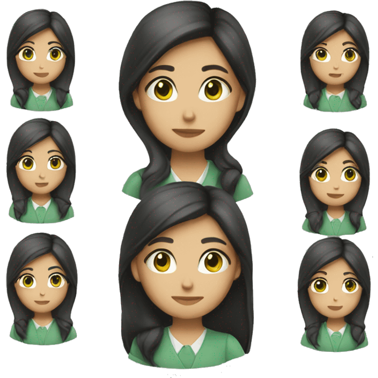 Female Teacher long dark hair  eyes green emoji