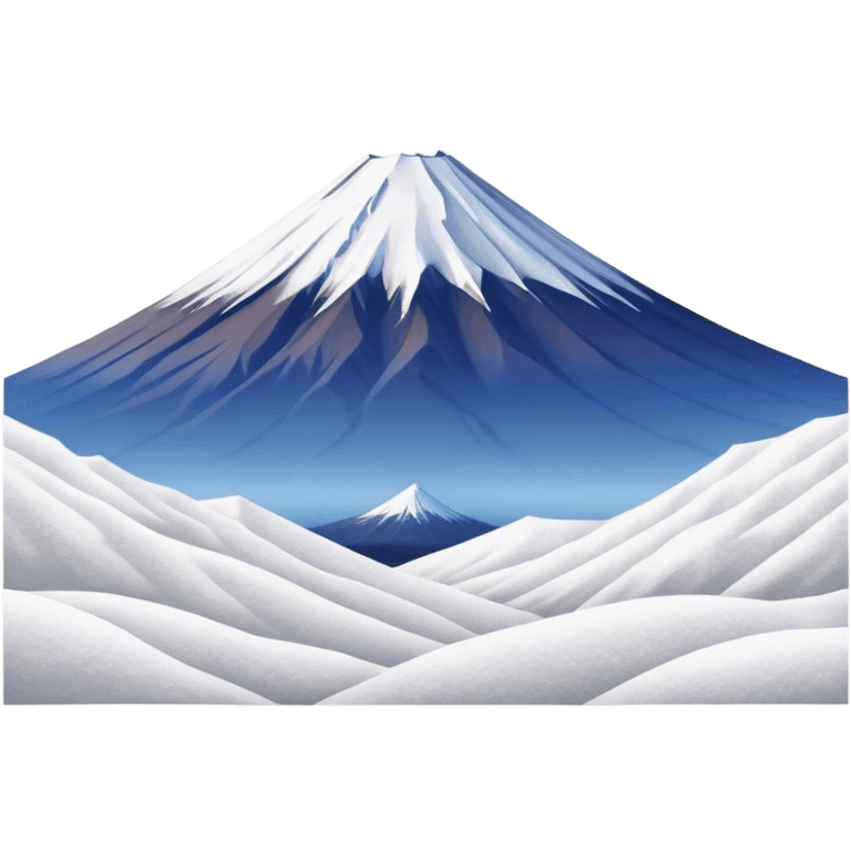 Cinematic Realistic Mount Fuji Landscape Emoji, depicted with the iconic snow-capped peak set against a serene sky rendered with lifelike textures and breathtaking, natural lighting. emoji