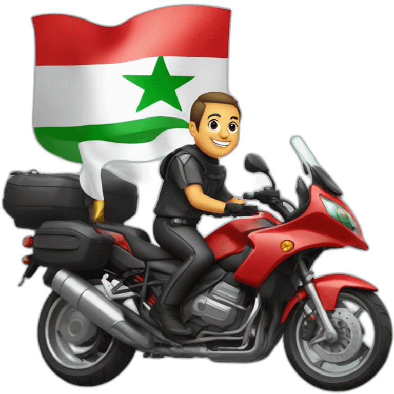 quelqu'un sur une moto avec le drapeau du Maroc derrière emoji