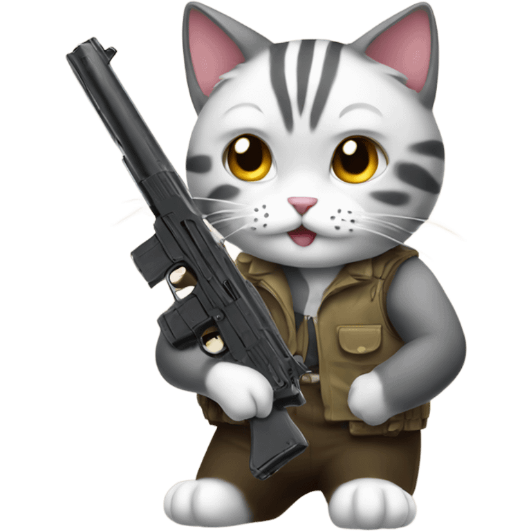 Cat with gun anime emoji