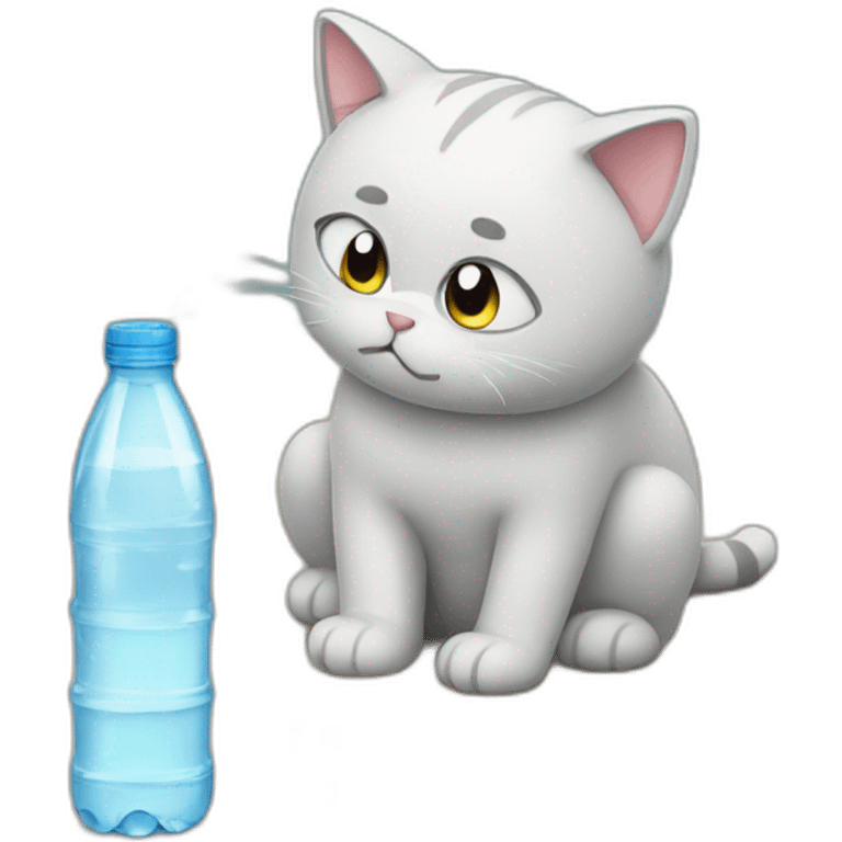 sad cat drink a bottle of water emoji