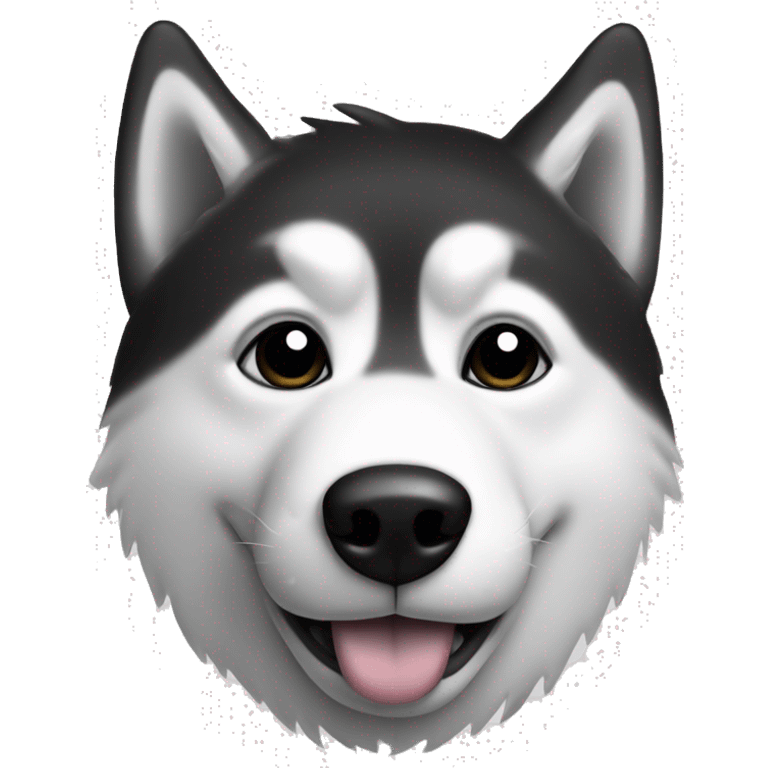 Emoji of a husky face in black and white, which has a trinoga in the middle of the pores to the top in the form of a hearth organ emoji