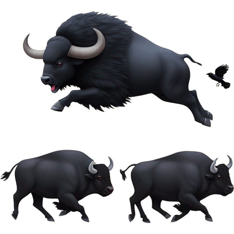 Buffalo chasing raven  emoji