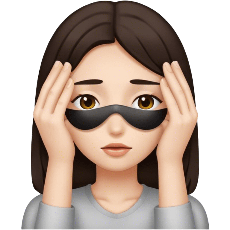 girl covering her eyes dark brown hair emoji