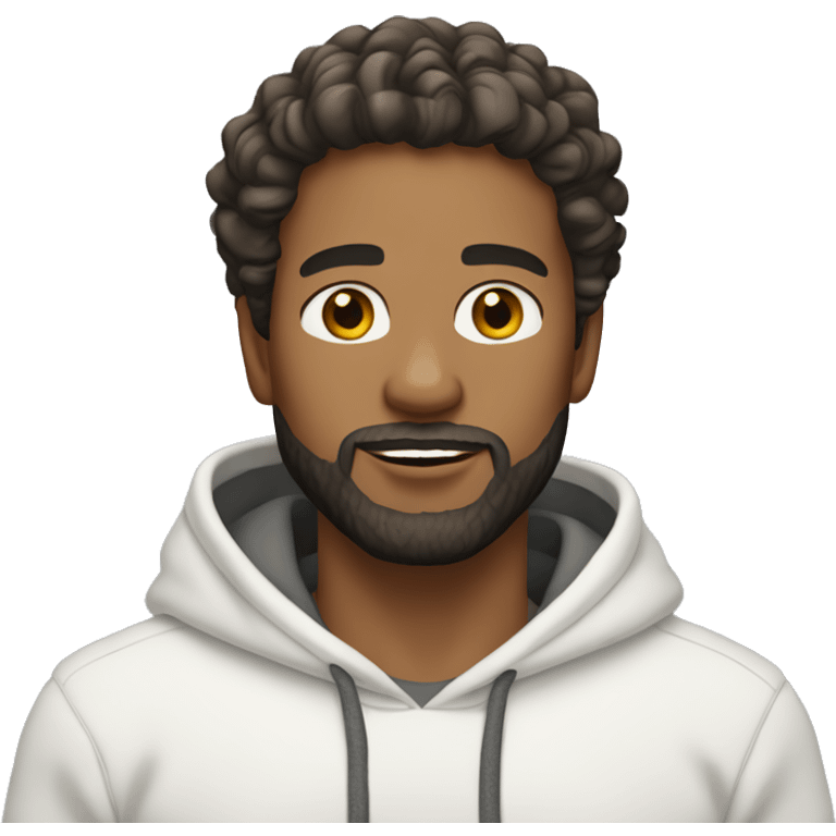 Man Light skin, hair wavy, bearded wearing a White hoodie emoji