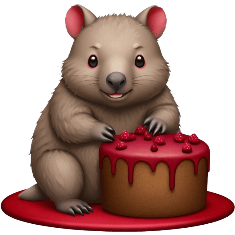 Wombat with red velvet cake emoji