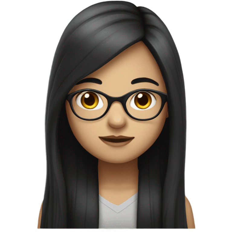 long haired white girl with glasses and black hair emoji