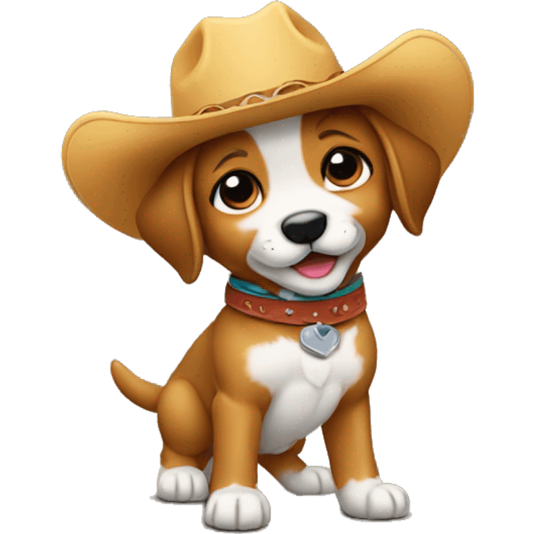 puppy with cowboy hat dancing emoji