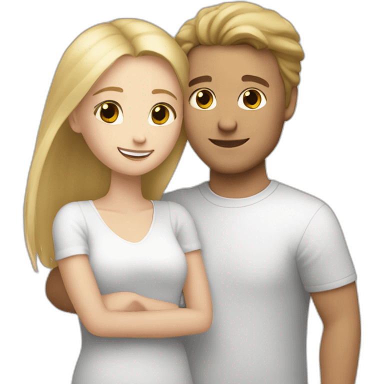 Hug white man with brown hair and white girl blond hair emoji