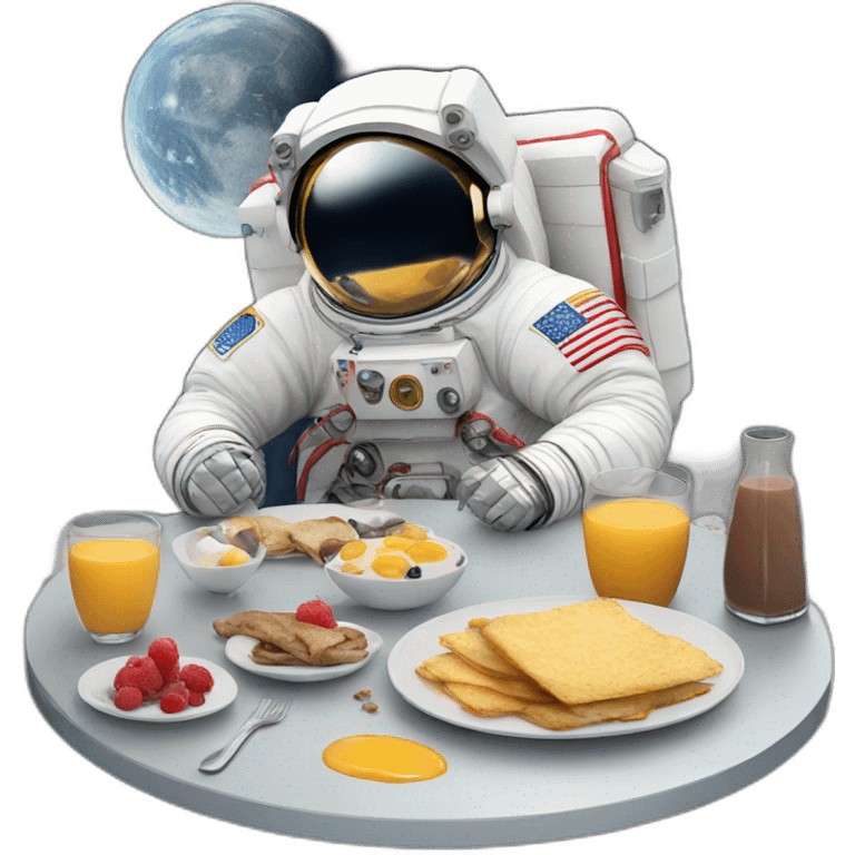 Astronaut enjoying breakfast on the moon emoji