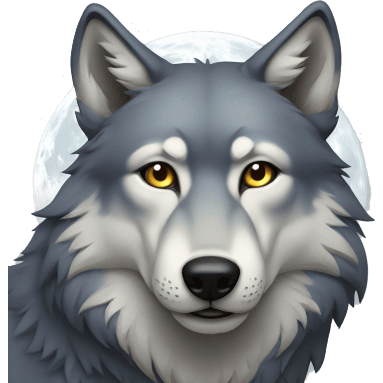 wolf with moon emoji