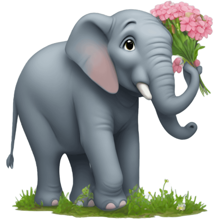 An elephant picking flowers emoji