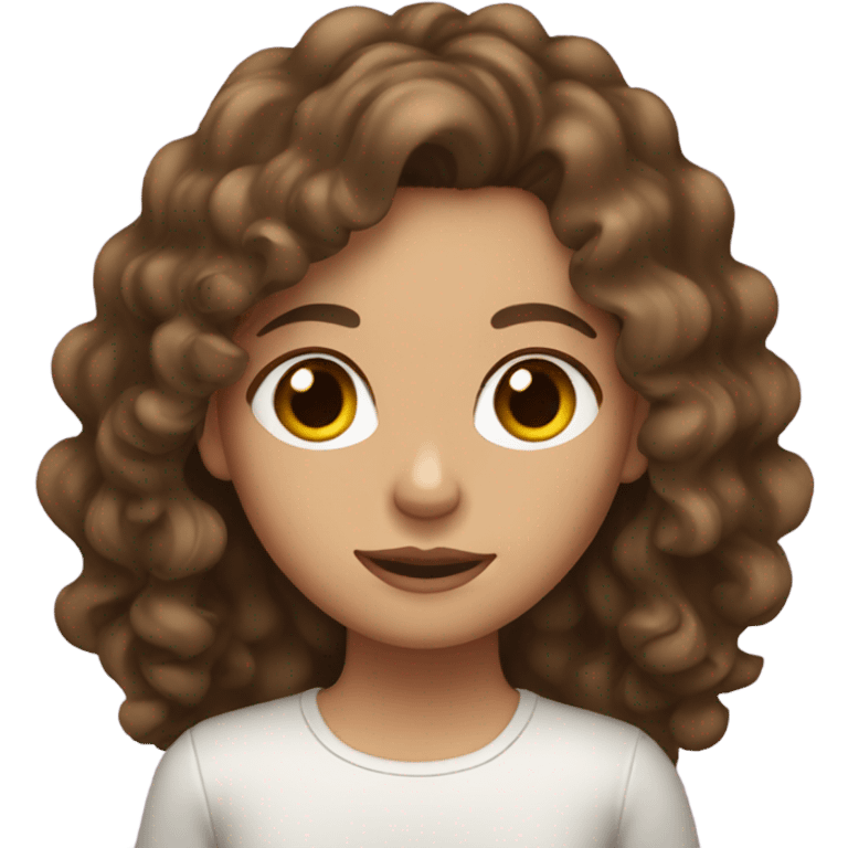  girl with long curly 3A brown hair with brown eyes emoji