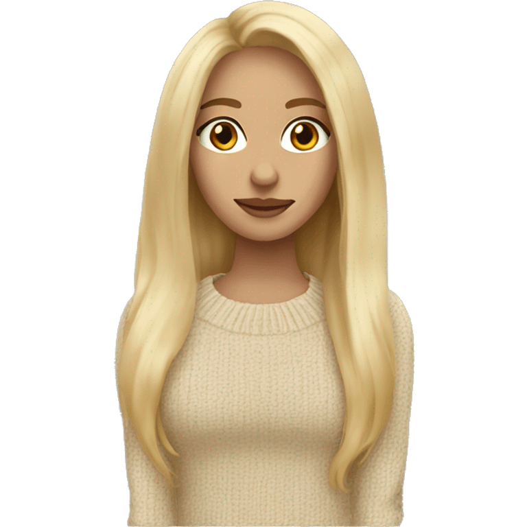 Blonde long hair women beige sweater emoji