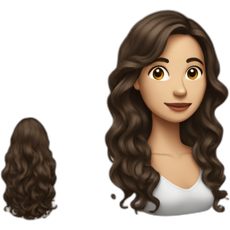 Brunnette woman with very long hair wavy style emoji