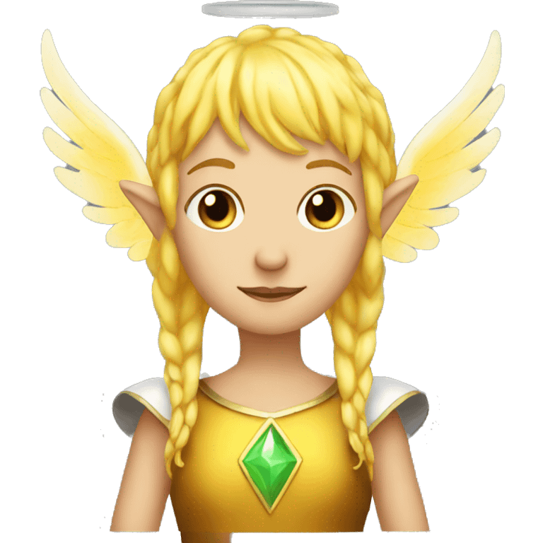 Yellow hair elf with angel halo made of fire emoji