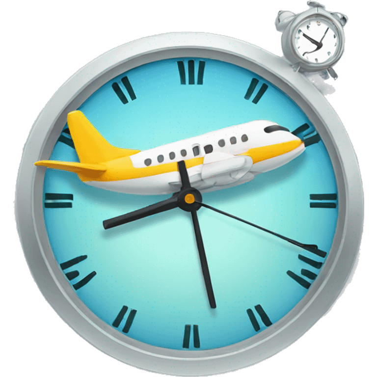 Airplane hitting a clock emoji