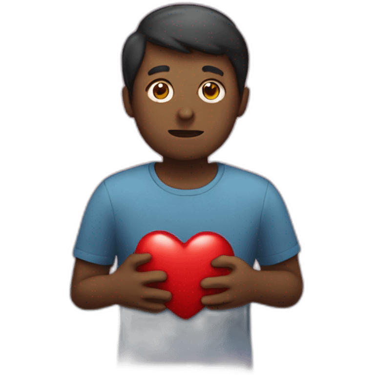 Fear colour man holding heart  emoji