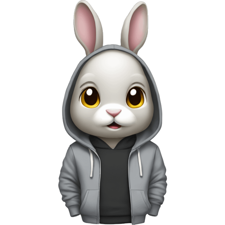 Rabbit with hoodie making beats emoji