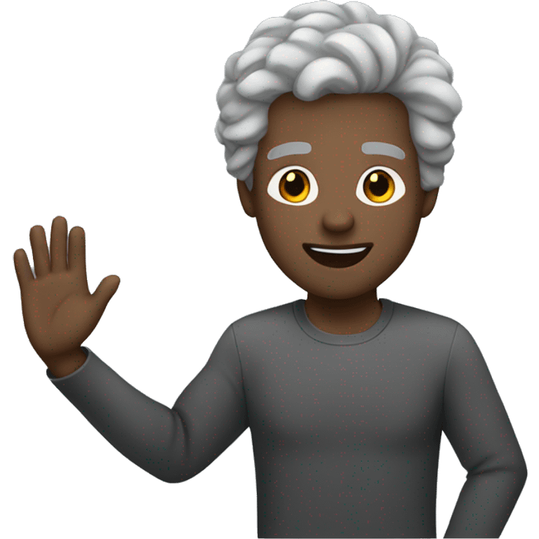 black man grey hair arms raised high emoji