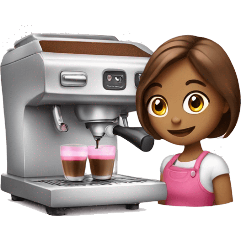 Girl with pink espresso machine  emoji