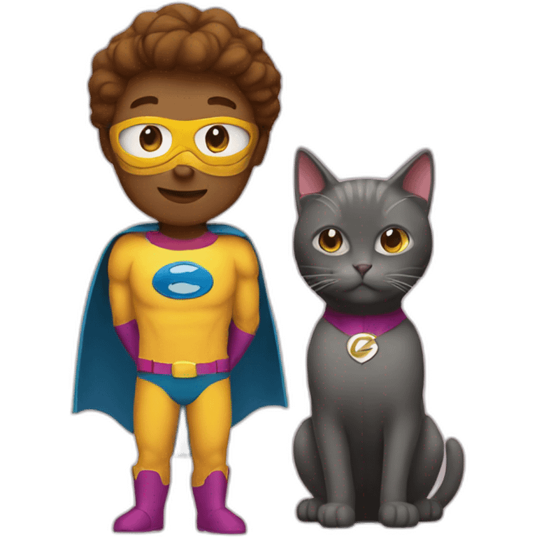 Super hero and cat emoji