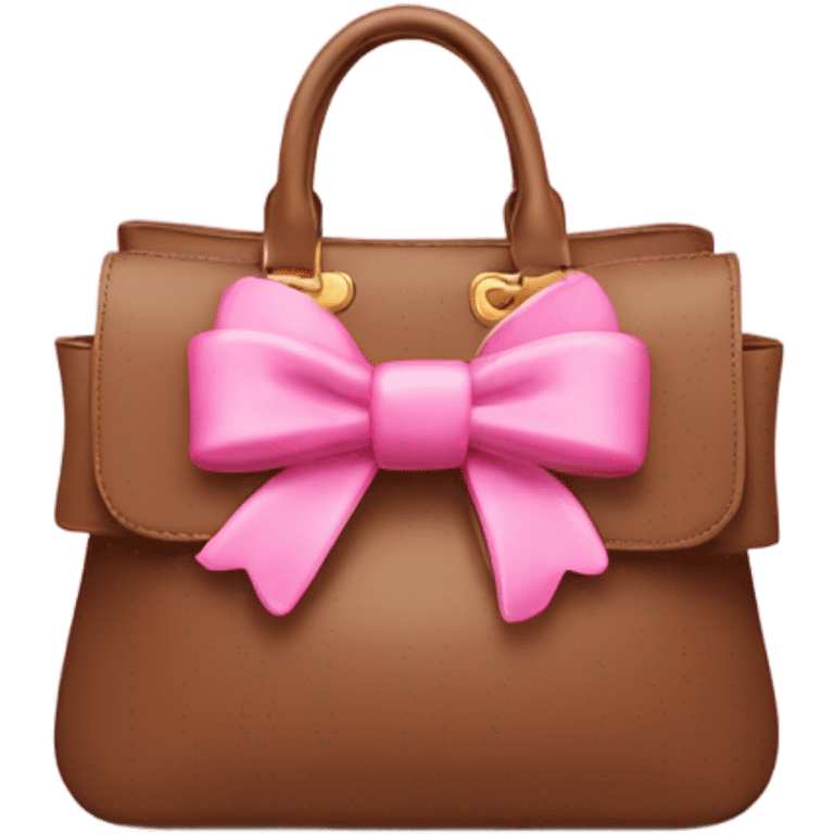 Brown miu miu bag with a pink bow emoji